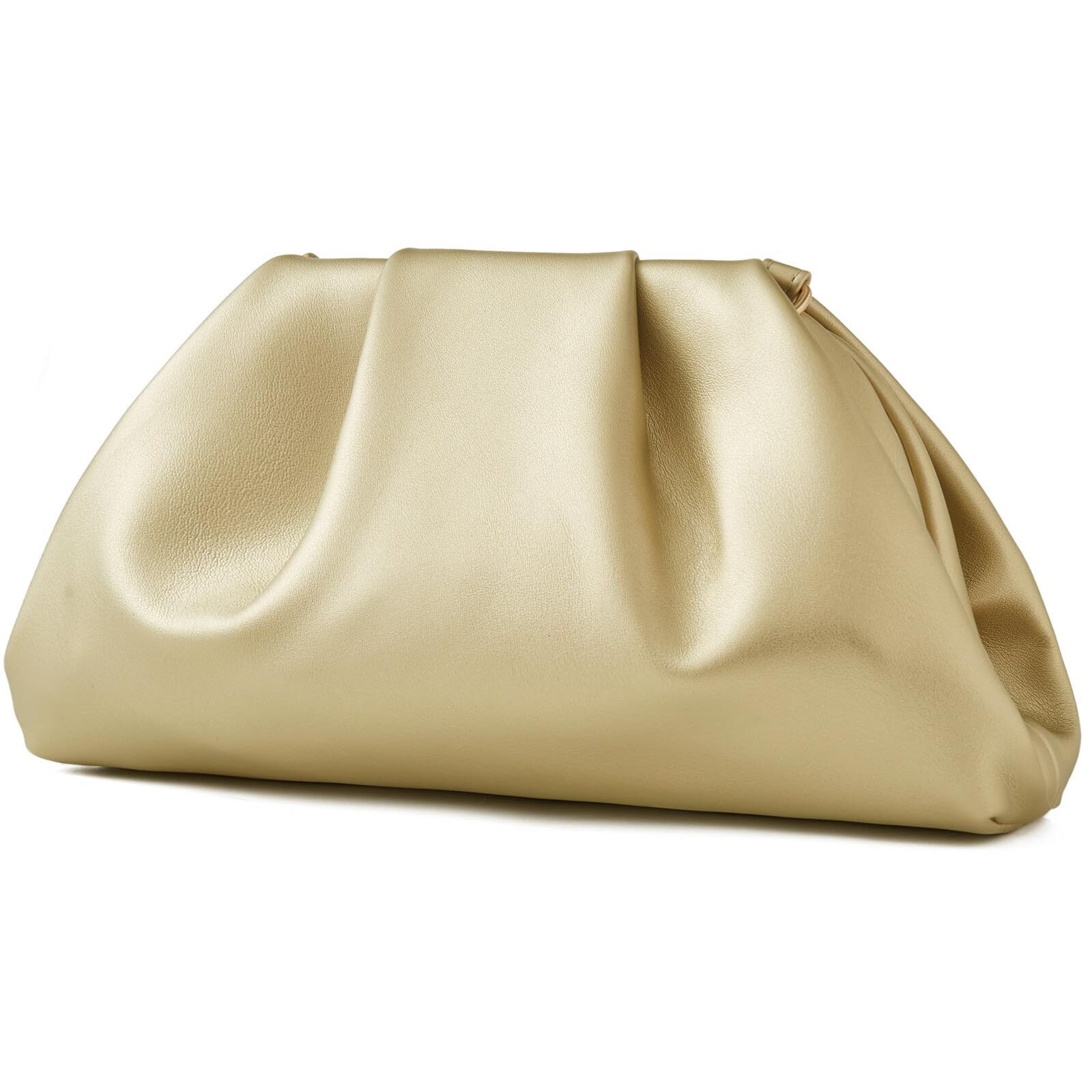 4764 Gilded Gold Clutch Purse,Detachable Chain Shoulder Bag, Dumpling